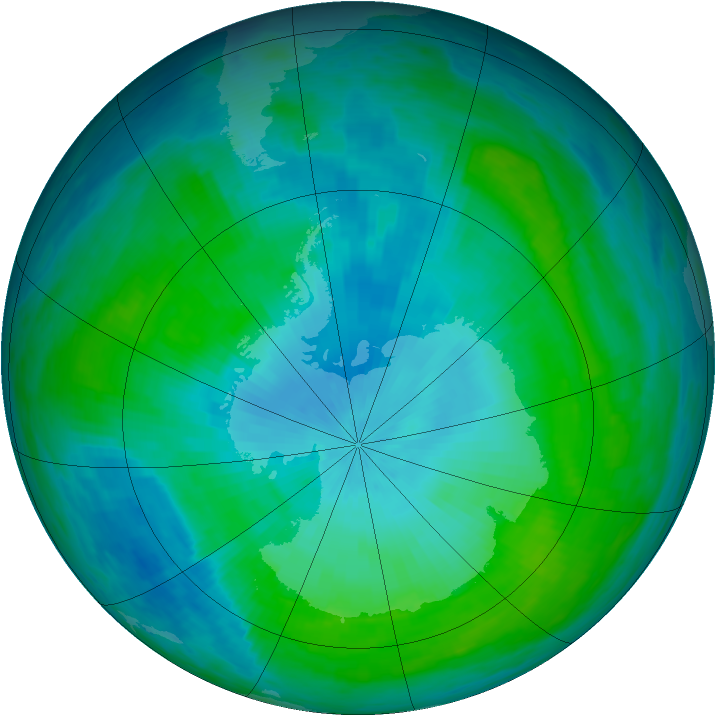 Antarctic ozone map for 12 February 1988